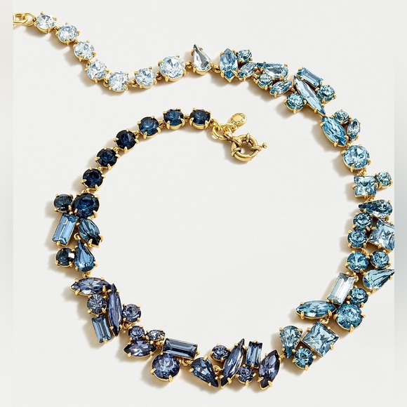 J. Crew Jewelry - J CREW Mixed Crystal Statement Necklace - Blue Ombré - AK838